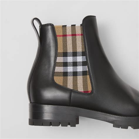 burberry chelsea boots size|Check Panel Leather Chelsea Boots in Black .